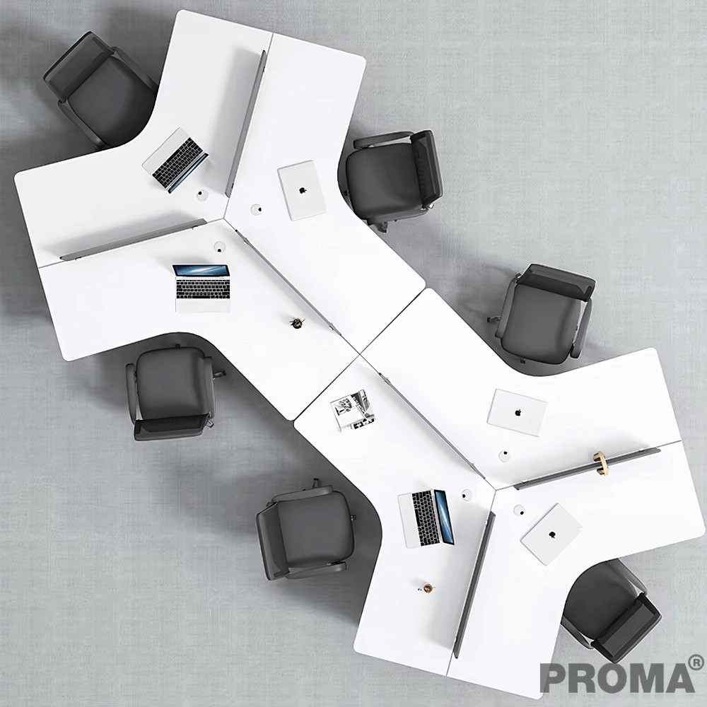 [Pre-order] โต๊ะทำงาน Proma-POD-05 สีขาว/ดำ แบบ 6 ที่นั่ง (มีตู้เอกสาร)_10